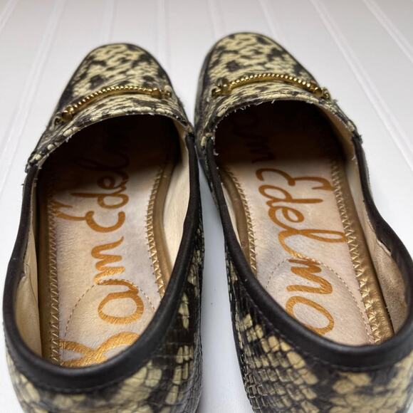 Sam Edelman Lior Womens 7.5 Croc Embossed Leather Horsebit Loafer Slip On Flats - Picture 7 of 8